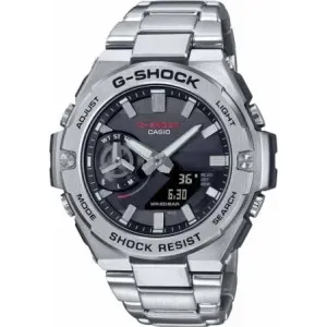 Ρολόι CASIO G-SHOCK GST-B500D-1AER Smartwatch Tough Solar Chronograph με γκρι καντράν και μπρασελέ.