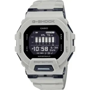 Ρολόι CASIO GBD-200UU-9ER G-SHOCK Smartwatch Dual Time με ψηφιακό καντράν και λευκό καουτσούκ λουράκι.