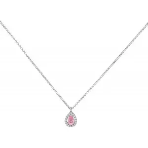 Κολιέ ροζέτα  Excite Fashion Jewellery, σταγόνα, με ροζ και λευκά K-97-ROZ-S-99