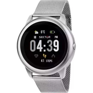 Ρολόι SECTOR R3253157001 S-01 Smartwatch με ψηφιακό καντράν και ασημί μπρασελέ.