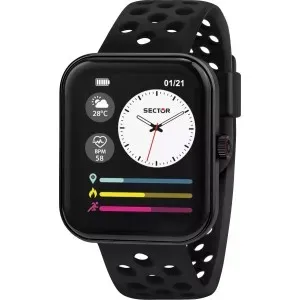 Ρολόι SECTOR R3251159001 S-03 PRO Smartwatch με ψηφιακό καντράν και μαύρο καουτσούκ λουράκι.