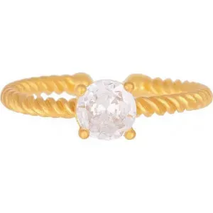 Μονόπετρο  δαχτυλίδι Excite Fashion Jewellery  με λευκό ζιργκόν από D-56-AS-G-89