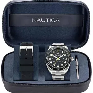 Ρολόι NAUTICA Key Biscane Silver Stainless Steel Bracelet Gift Set NAPKBS224