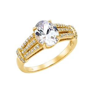 Δαχτυλίδι μονόπετρο VOGUE 20172154111 από επιχρυσωμένο ασήμι 925 σε χρυσή επιμετάλλωση 18 καρατίων με πέτρες ζιργκόν.