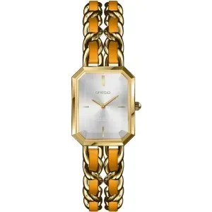 Γυναικείο ρολόι Gregio VK102020 από ανοξείδωτο ατσάλι με λευκό καντράν και χρυσό-πορτοκαλί μπρασελέ.
