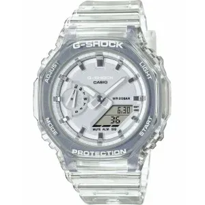 Ρολόι CASIO GMA-S2100SK-7AER G-Shock με ψηφιακό καντράν και λευκό καουτσούκ λουράκι.