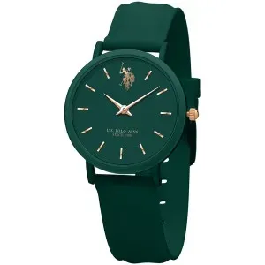 Γυναικείο ρολόι U. S. Polo Assn. USP8161GR Lucy με πράσινο καντράν και πράσινο καουτσούκ λουράκι.